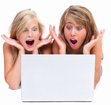 Happy young women excited